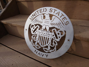 US Military Service Branch Logo'd Aluminum Metal Signs - Home Wall Decor 